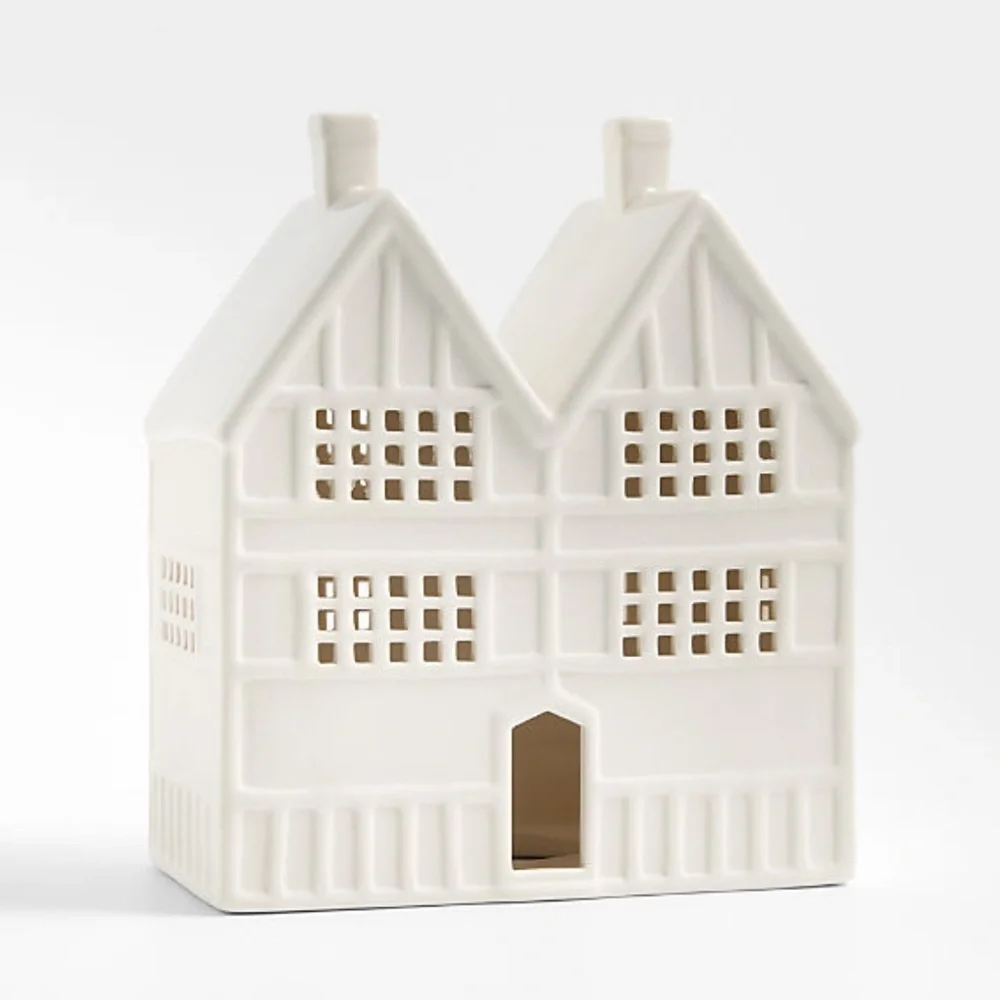 New! Crate&Barrel Ceramic White House Lantern Large